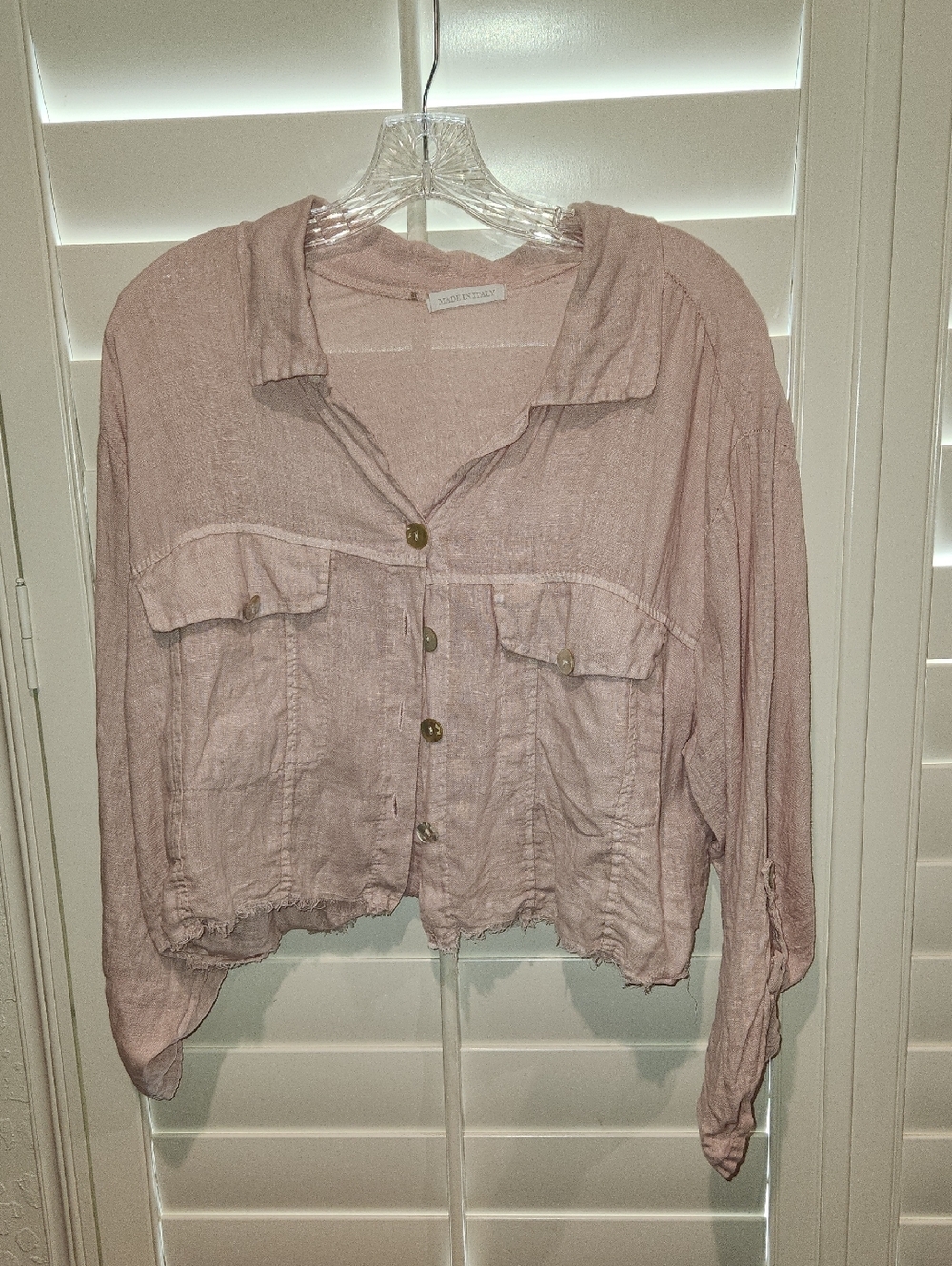 Cropped Linen Jacket, Size LG